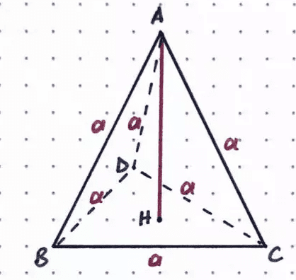 düzgün dörtyüzlü Yükseklik: |AH| = (a√6)/3
Alan: a2.√3
Hacim: (a3.√2)/12